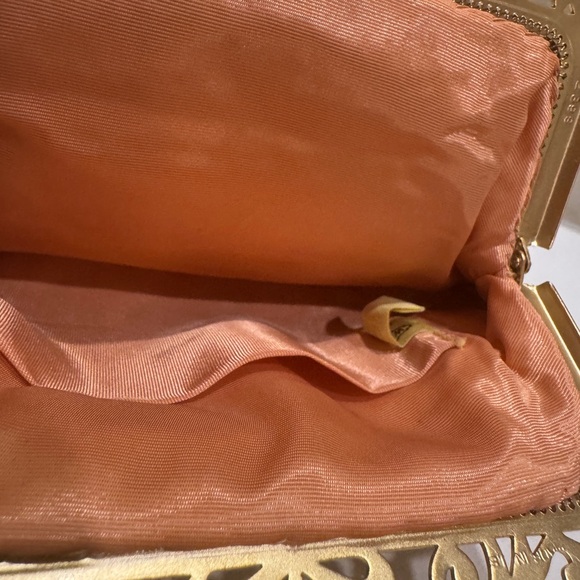 VTG 1940s Whiting‎ & Davis Gold Mesh Flapper Bag Purse | Brass Pierced Frame - Picture 3 of 11